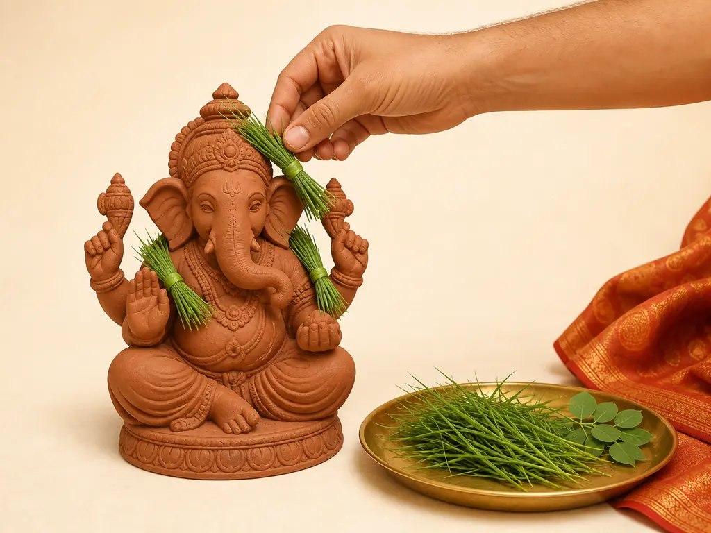 दूर्वा · शमी · पुष्प — गणेश पूजा विधि